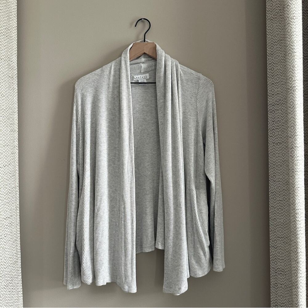 Velvet by Graham & Spencer Gray Open Front Sweater Women’s Large Anthropologie